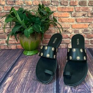 MICHAEL KORS Carol Toe Thong Leather Sandal Size 8 Medium
